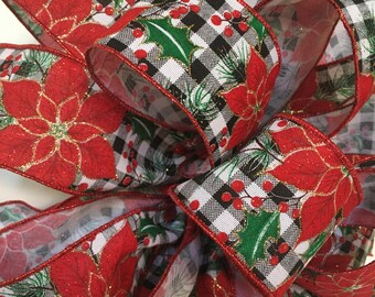 Christmas Tree Topper, Christmas Tree Bow, Bows for Trees, Holiday Bow, Holiday Decor, Farmhouse Tree Topper, Buffalo Plaid Bow, Xmas Gift