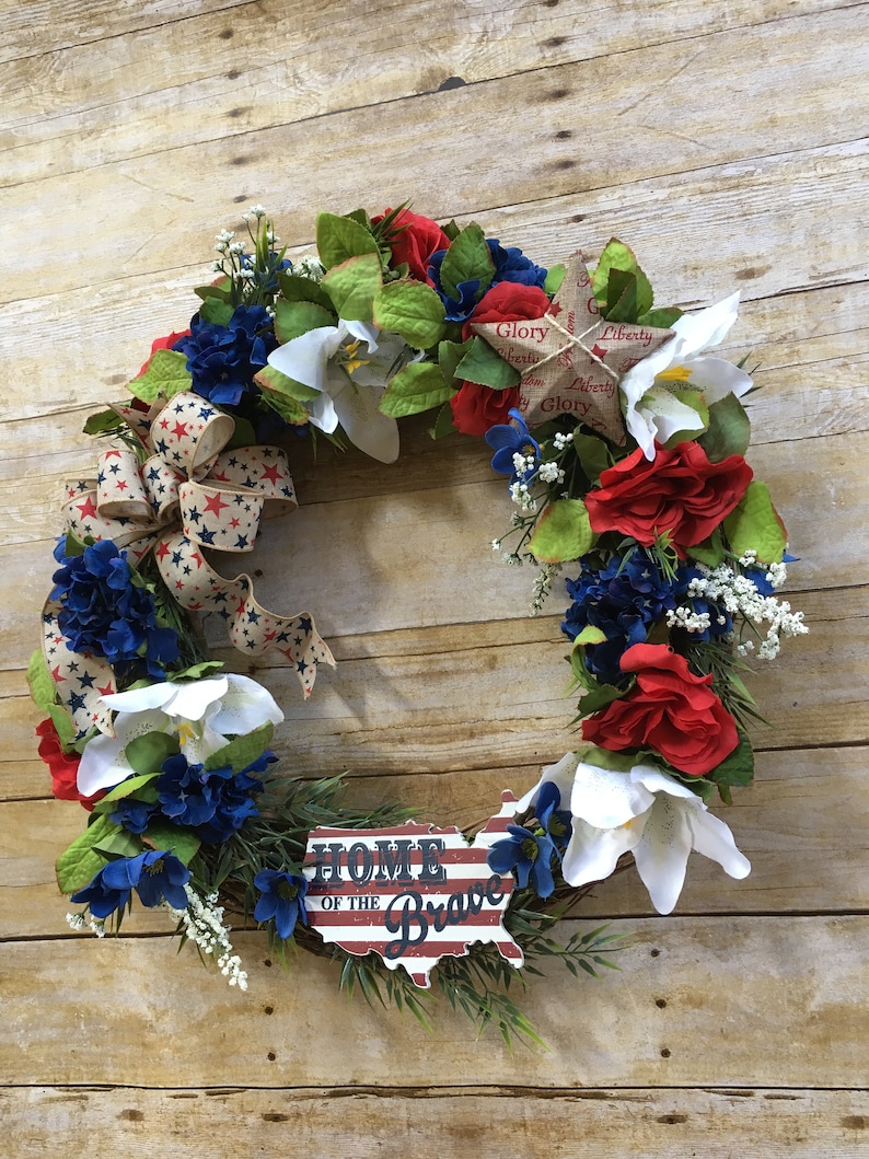 Grapevine Wreath 4th of July Wreath Patriotic Wreath Year Round Wreath USA Sign Housewarming Gift Gift for Him Military Wreath