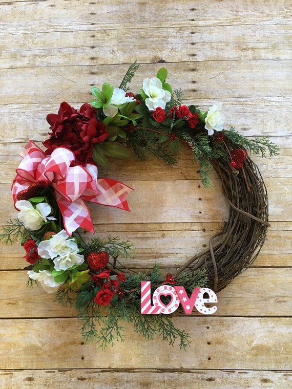 Valentine Wreath For Your Front Door Love Sign Gift For Her Etsy