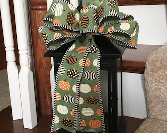 Pumpkin Fall Bow, Lantern Decor, Railing Accent