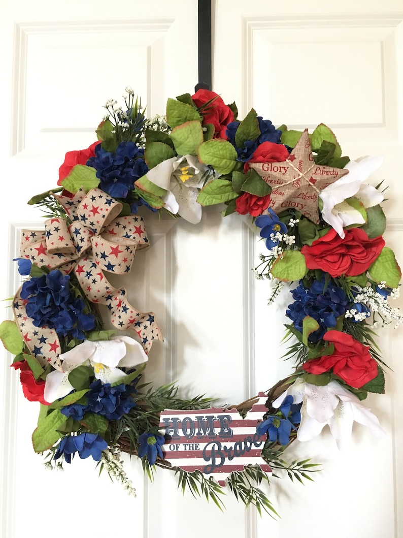 Grapevine Wreath 4th of July Wreath Patriotic Wreath Year Round Wreath USA Sign Housewarming Gift Gift for Him Military Wreath
