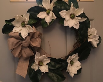 Magnolia Wreath, Summer Wreath, Front Door Wreath Fall Wreath