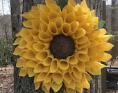 Best Seller Large Sunflower Wreath, Yellow Burlap Wreath, Burlap Flower Wreath, Spring Wreath, Summer Wreath, Fall Wreath, Front Door Wreath