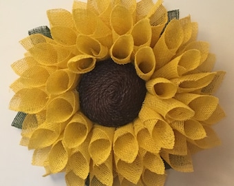 Sunflower Door(L) Wreath, Yellow Burlap Wreath,Front Door Wreath,Burlap Flower, Spring Wreath, Summer Wreath, Fall Wreath, Front Door Wreath