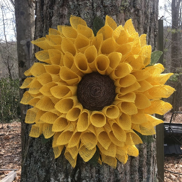 Sunflower Wreath (XL) ,Best Seller Wreath, Burlap Flower Wreath, Spring Wreath, Summer Wreath, Front Door Wreath