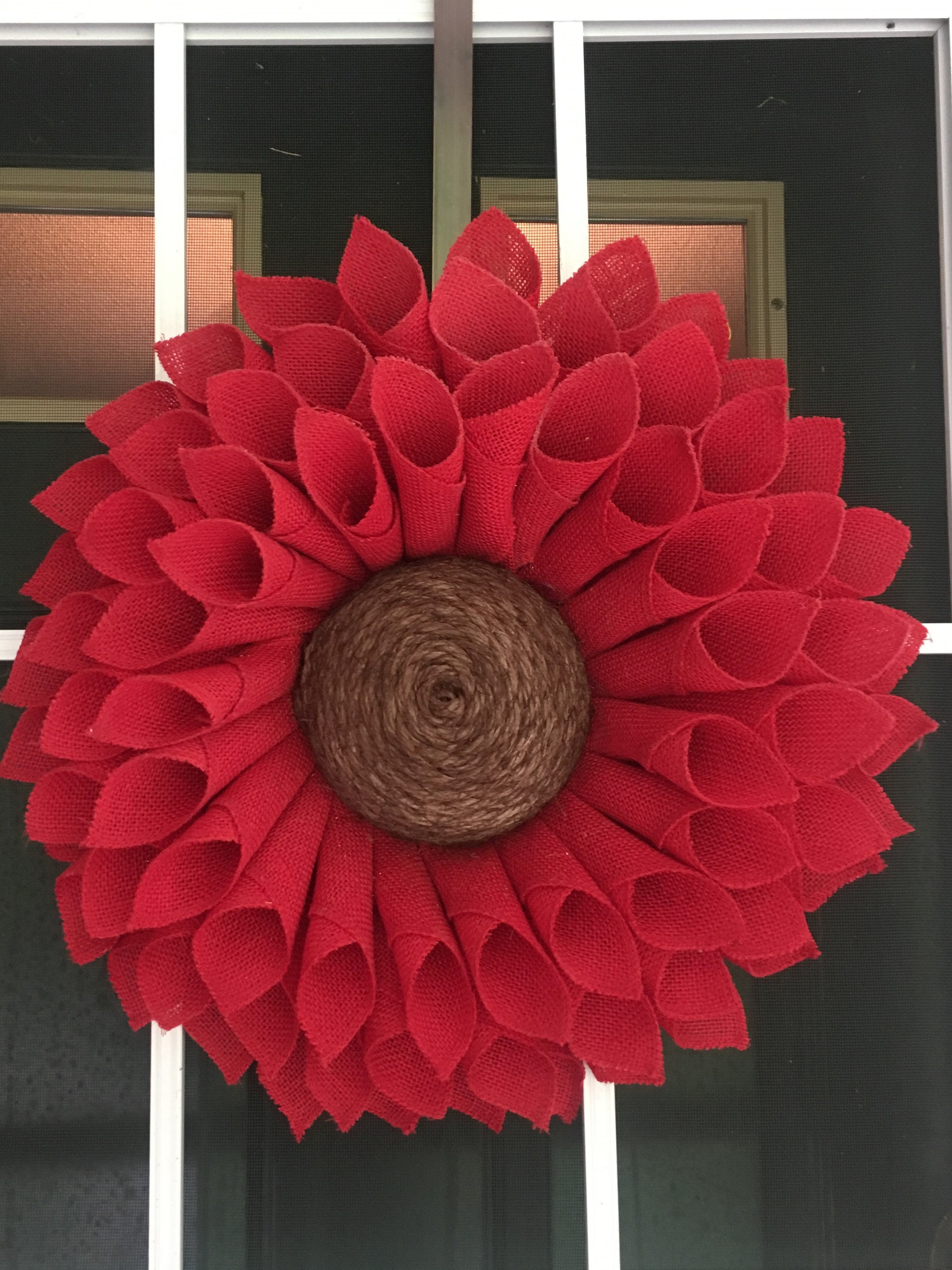 Red Sunflower(XL)Wreath, Red Burlap Wreath,Spring Wreath Everyday Wreath SummerWreath Front Door Wreath,Burlap Flower Wreath,Sunflowergift