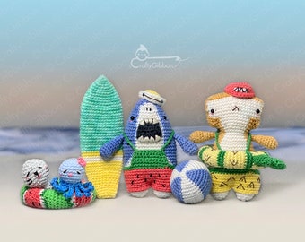 Crochet/Amigurumi PDF Pattern: Shark Summer Combo