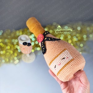 Crochet/Amigurumi PDF pattern: Bubbly the Champage Bottle