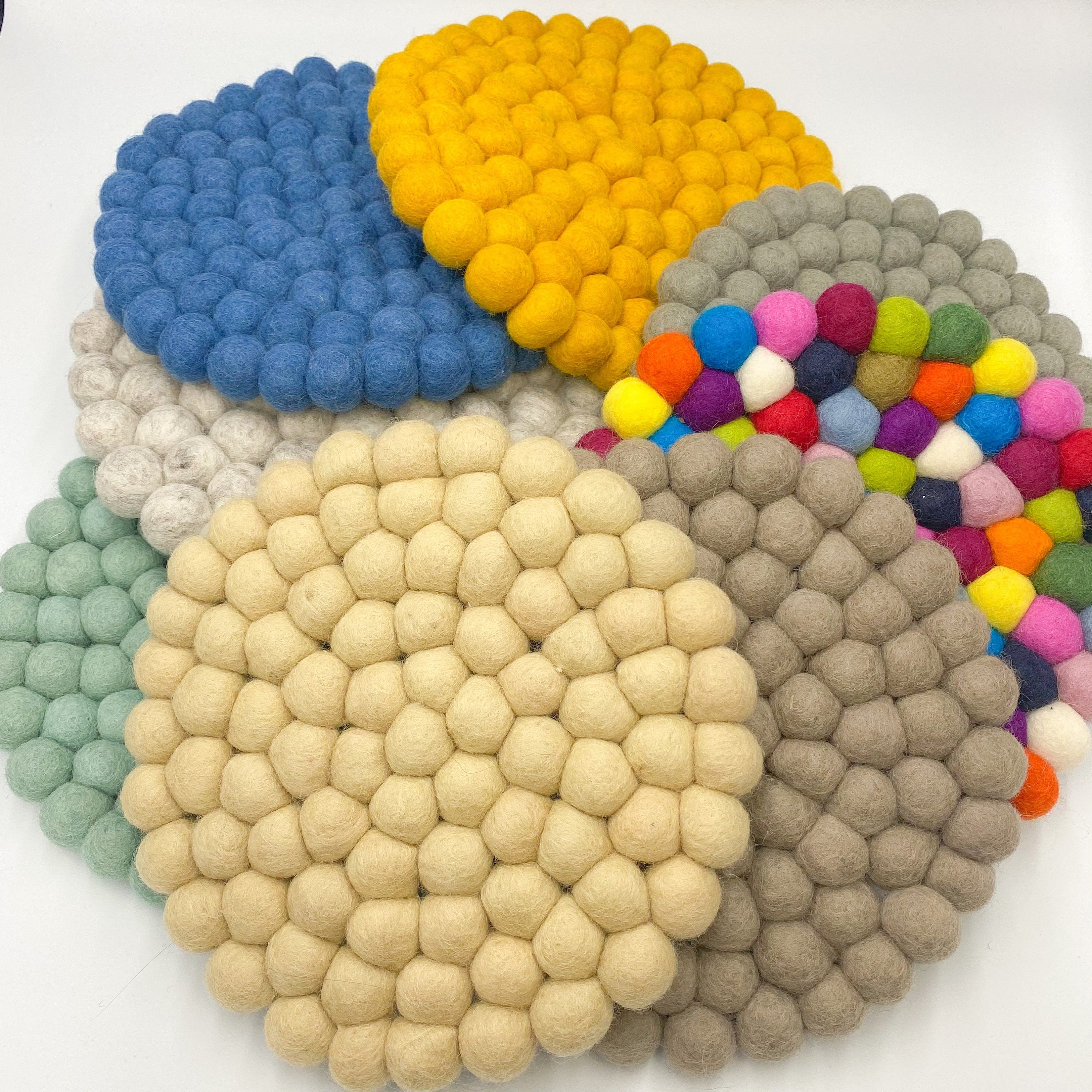 Felt ball Pom Pom trivet mat placemat handmade in 8 colour Etsy