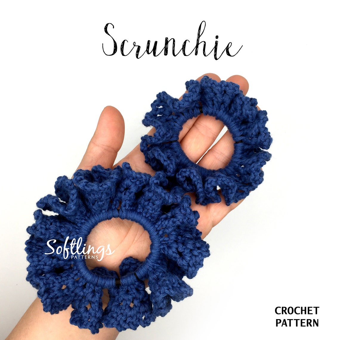 Crochet Scrunchie Pattern hair tie tutorial how to make Etsy