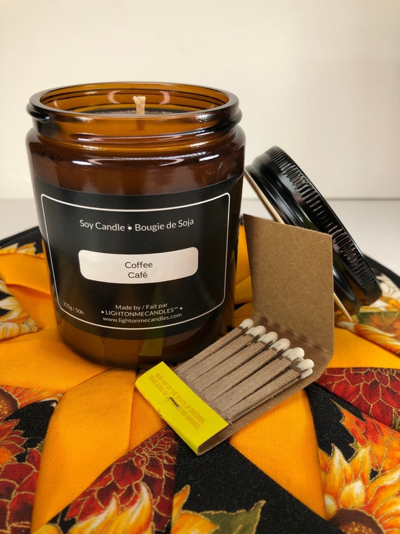Montreal Coffee Shop Candle Scented Soy Candle Amber Jar Etsy