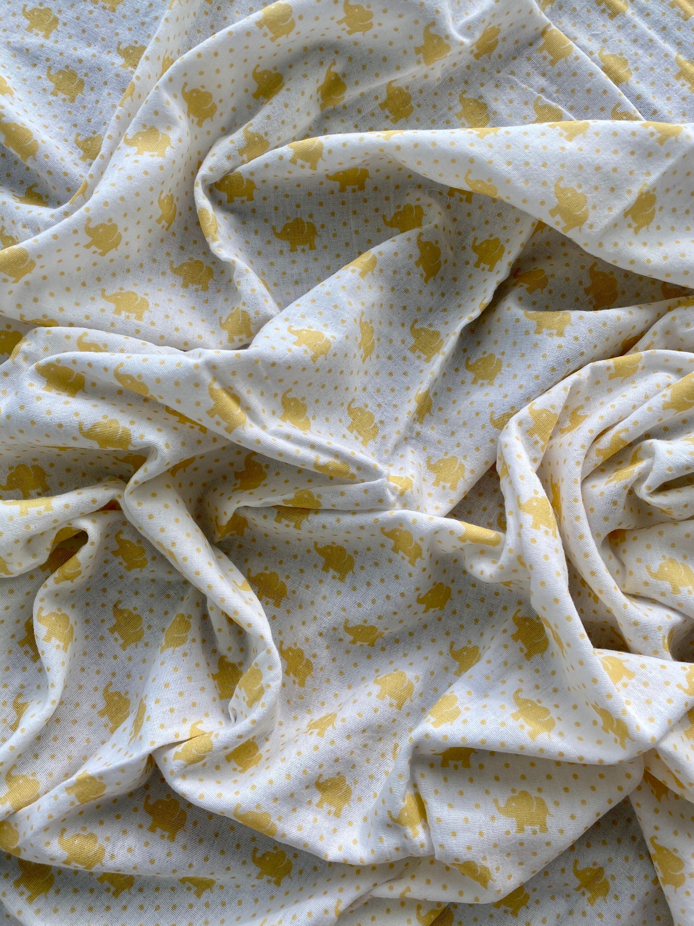 Yellow Elephants Muslin Swaddle Blanket Etsy UK