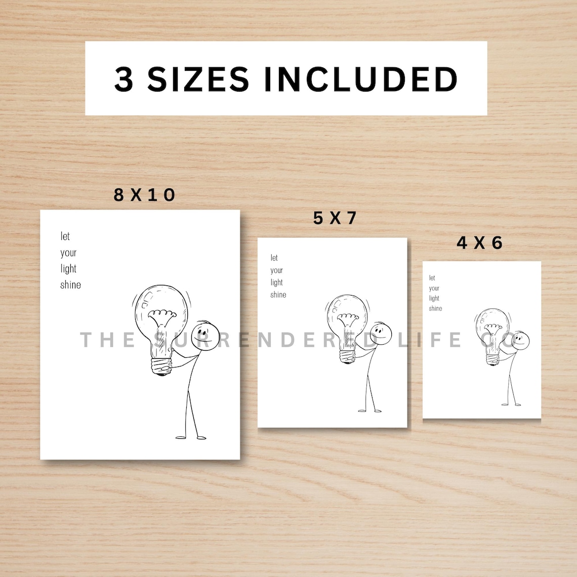 Let Your Light Shine Printable – Minimalist Stick Figure Art, Digital ...