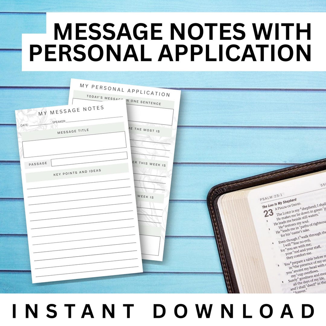 Sermon Notes Printable: Christian Bible Study Journal (PDF) - Etsy