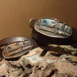 Northwoods bronze and leather bracelet
