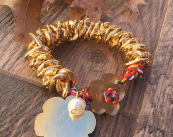 Chain and leather bracelets