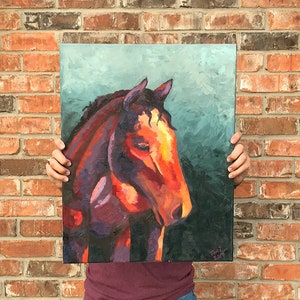 Red Horse. Horse painting. Oil Painting. Horse Art. Horse Lover. Western Art.