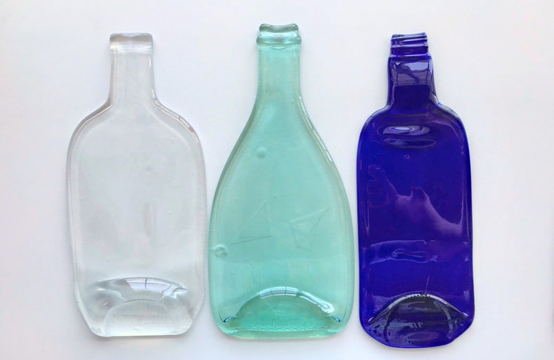 Melted up Cycled Wine Bottle. Melted Glass Wine Bottles. Flat Plate Melted Glass Bottle. Wine