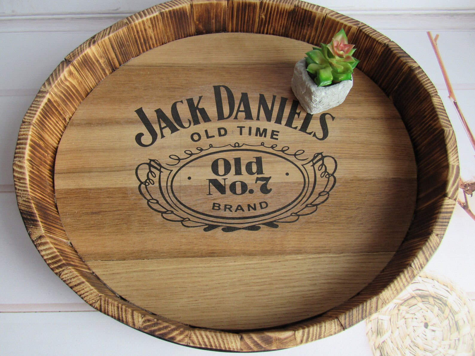 Rustic serving oval tray jack daniels Whiskey bar decor Etsy