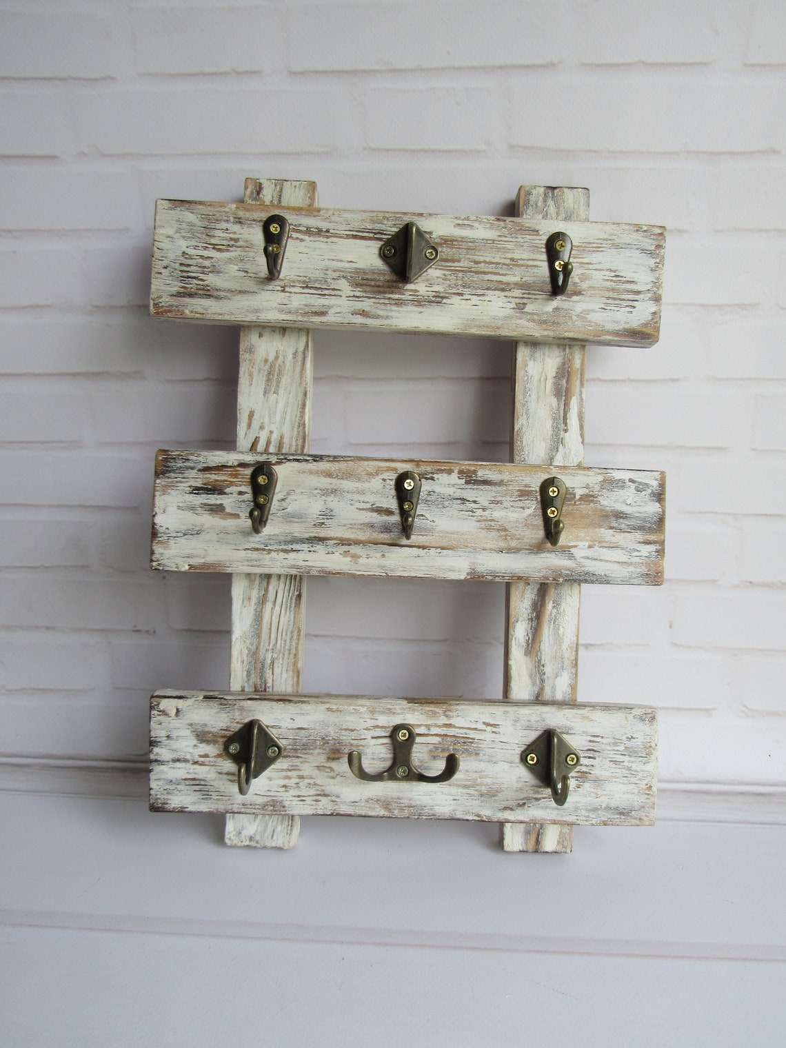 Tassenständer Wand rustikal Weiße Schlüsselhalter Wand | Etsy