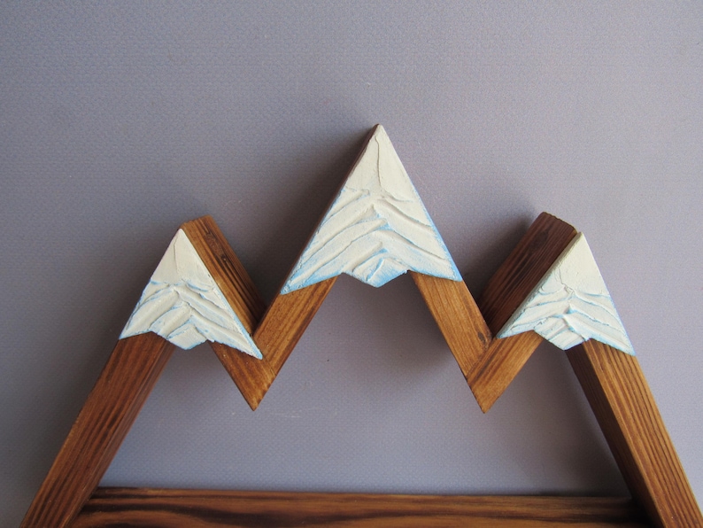 Mountain Key Holder for Wall with Shelf and Hooks | Rustic Wooden Key Rack | Entryway Organizer | Hiker Gifts image 15