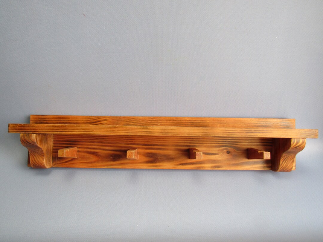 Wall Hanging Rustic Coat Rack With Shelf/ Wooden Coat Hanger Etsy