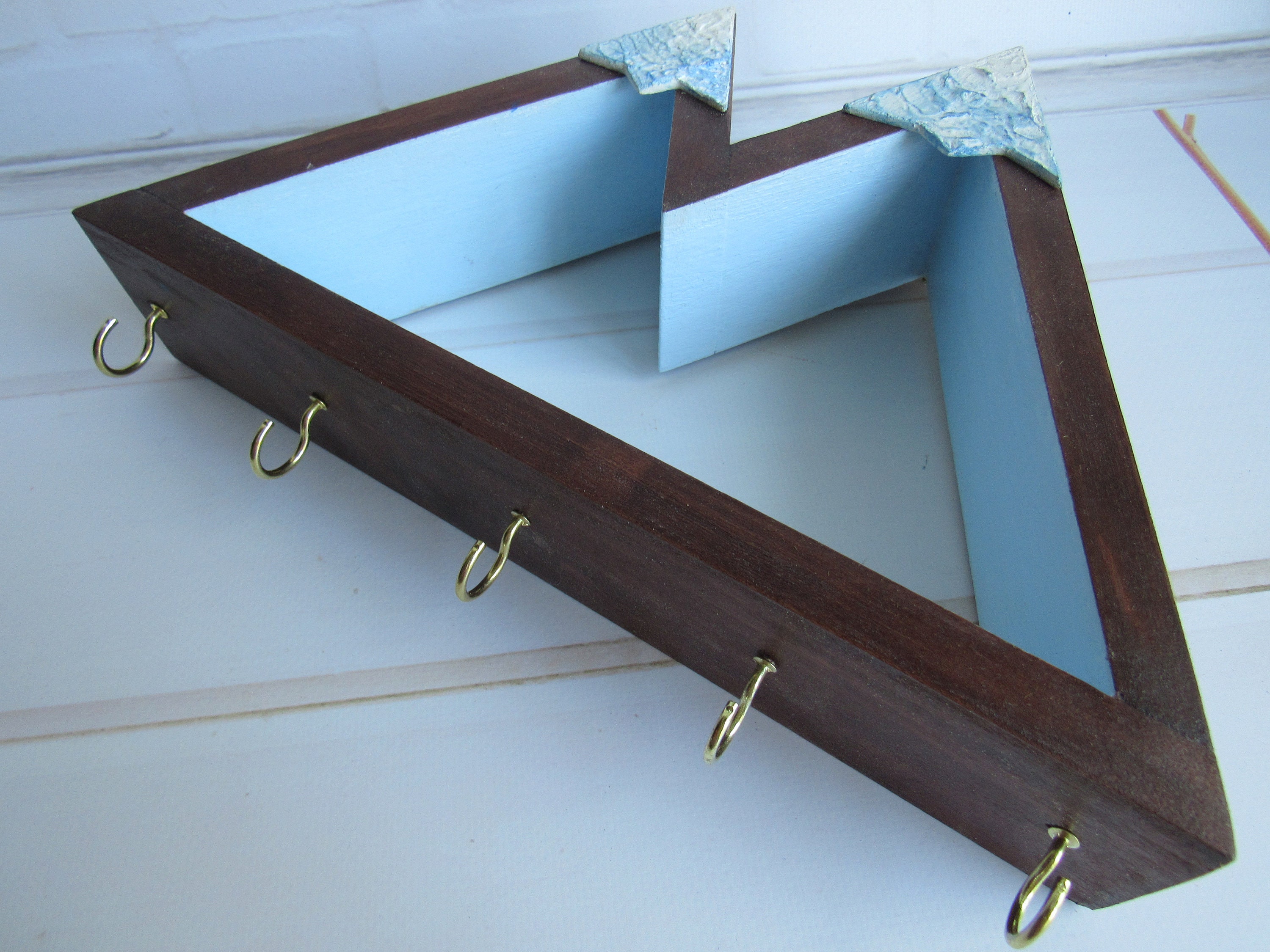 Mountain key holder Entryway hooks with shelf Rustic key Etsy