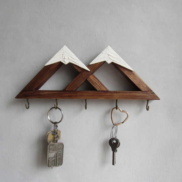 Mountain key holder small/ Wall organizer for keys/ Entry way decor/ Snowboarder house warming gift