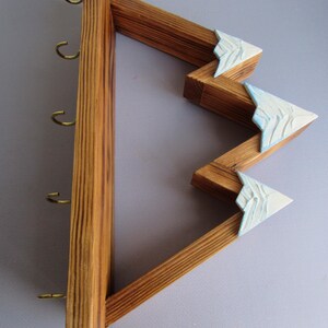 Mountain Key Holder for Wall with Shelf and Hooks | Rustic Wooden Key Rack | Entryway Organizer | Hiker Gifts image 10