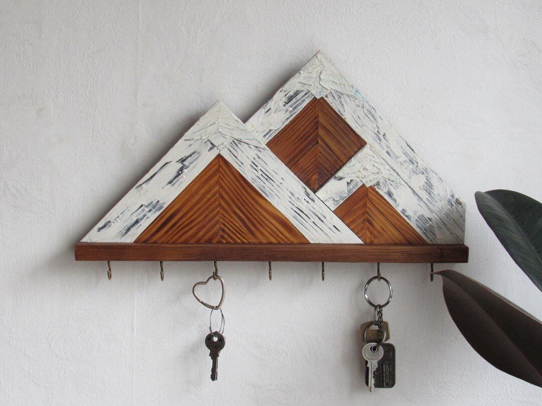Mountain Key Holder Rustic Wood Key Rack for Home - Etsy