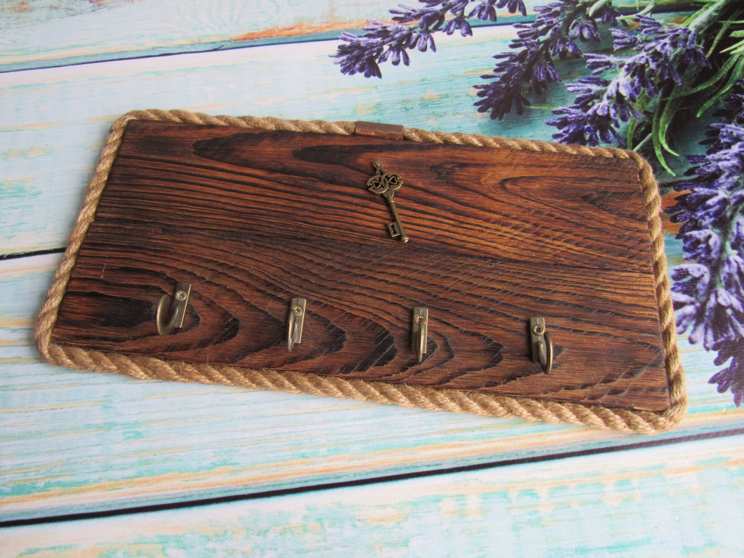 Rustic key rack Entryway key hook Key holder for wall Etsy