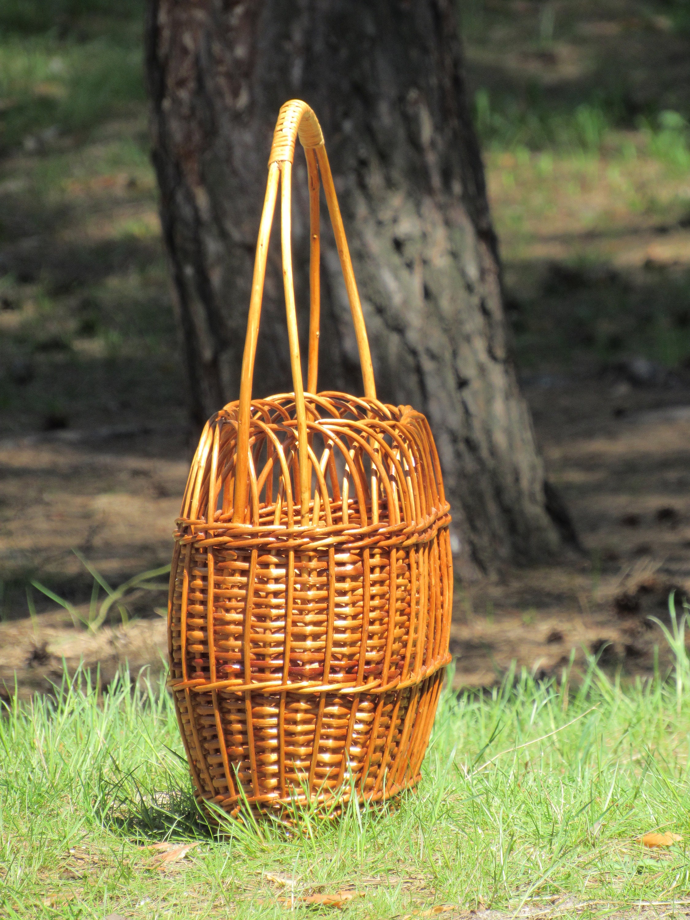 Large wicker basket willow Farmers market basket tall Woven Etsy
