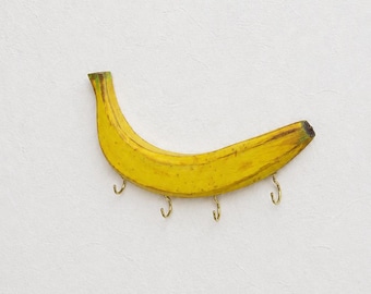 Banana Wall Key Holder | Fun Wooden Key Rack | Playful Entryway Organizer | Tropical Decor