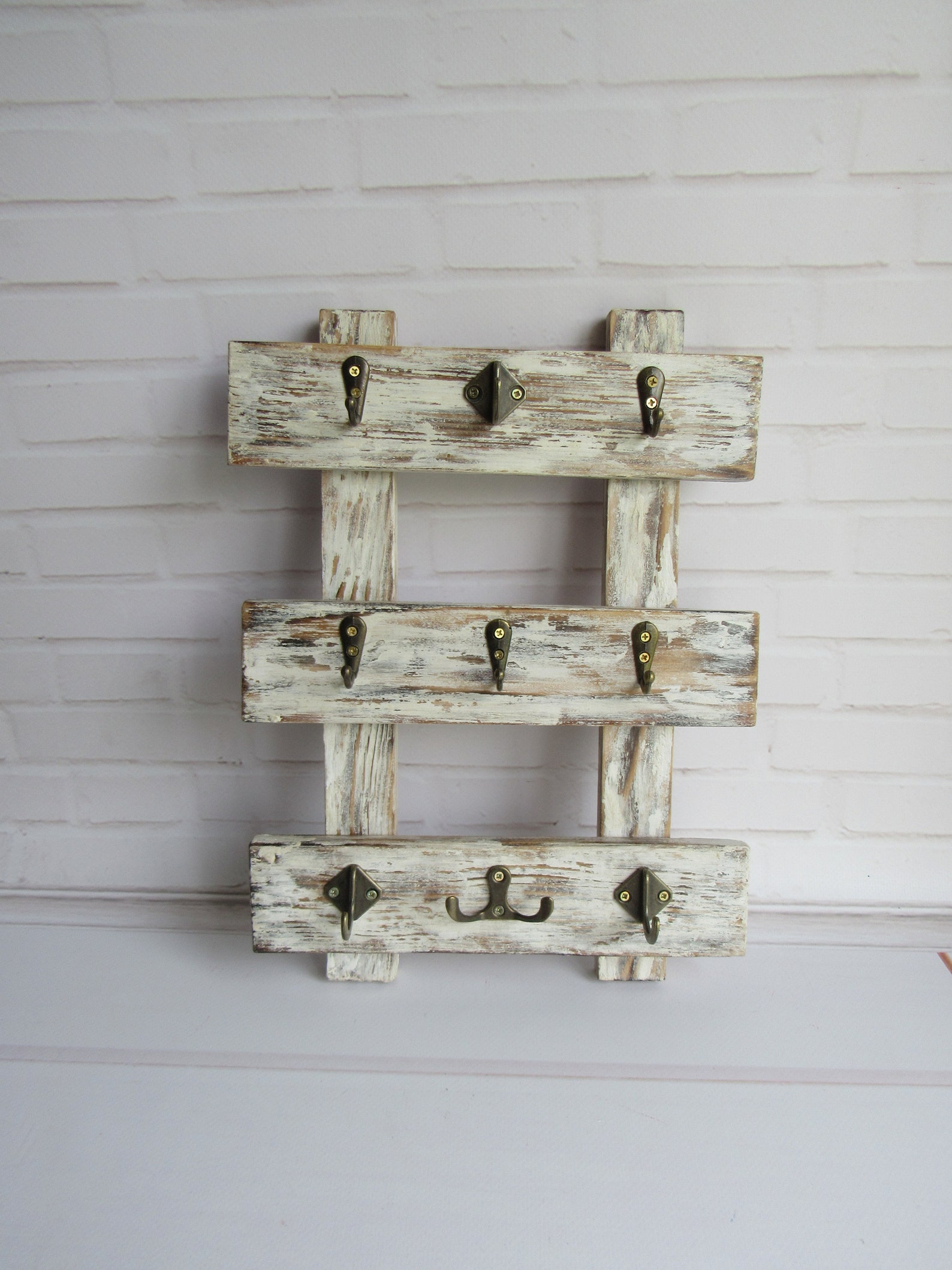 Tassenständer Wand rustikal Weiße Schlüsselhalter Wand | Etsy