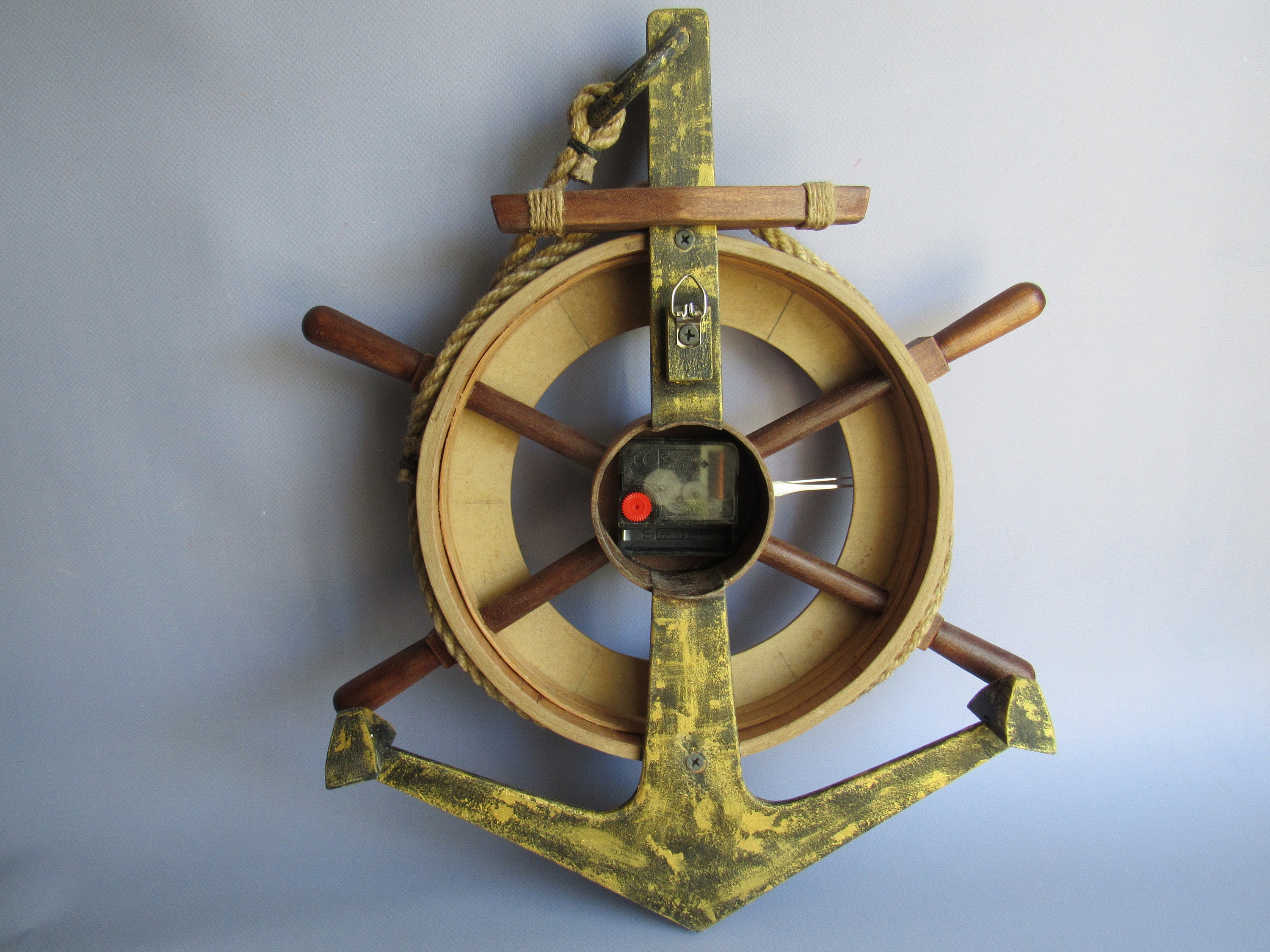 Decorazione Parete Ancora Timone Orologio Legno Ancora Timone Orologio Da Parete Nautico In Legno - Stile Vintage Per La Tua Casa Decorazione Parete Bambino Winomo Orologio