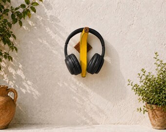 Wooden Banana Headphone Holder | Headset Wall Mount | Quirky Fruit Decor | Gamer Gift