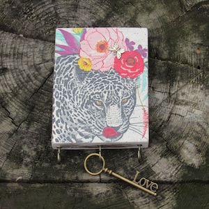 Floral Cheetah Jungle Animal Hooks | Wall Key Holder | Safari Home Decor