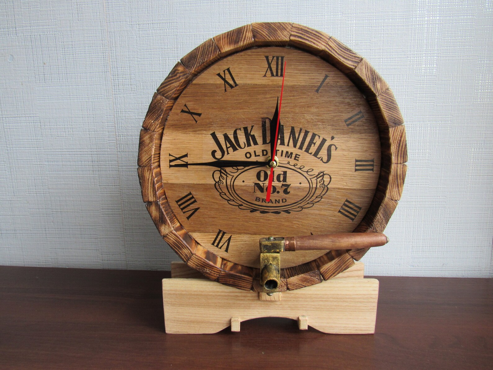 Jack daniels clock Whiskey barrel Clock Bar clock Mens Etsy