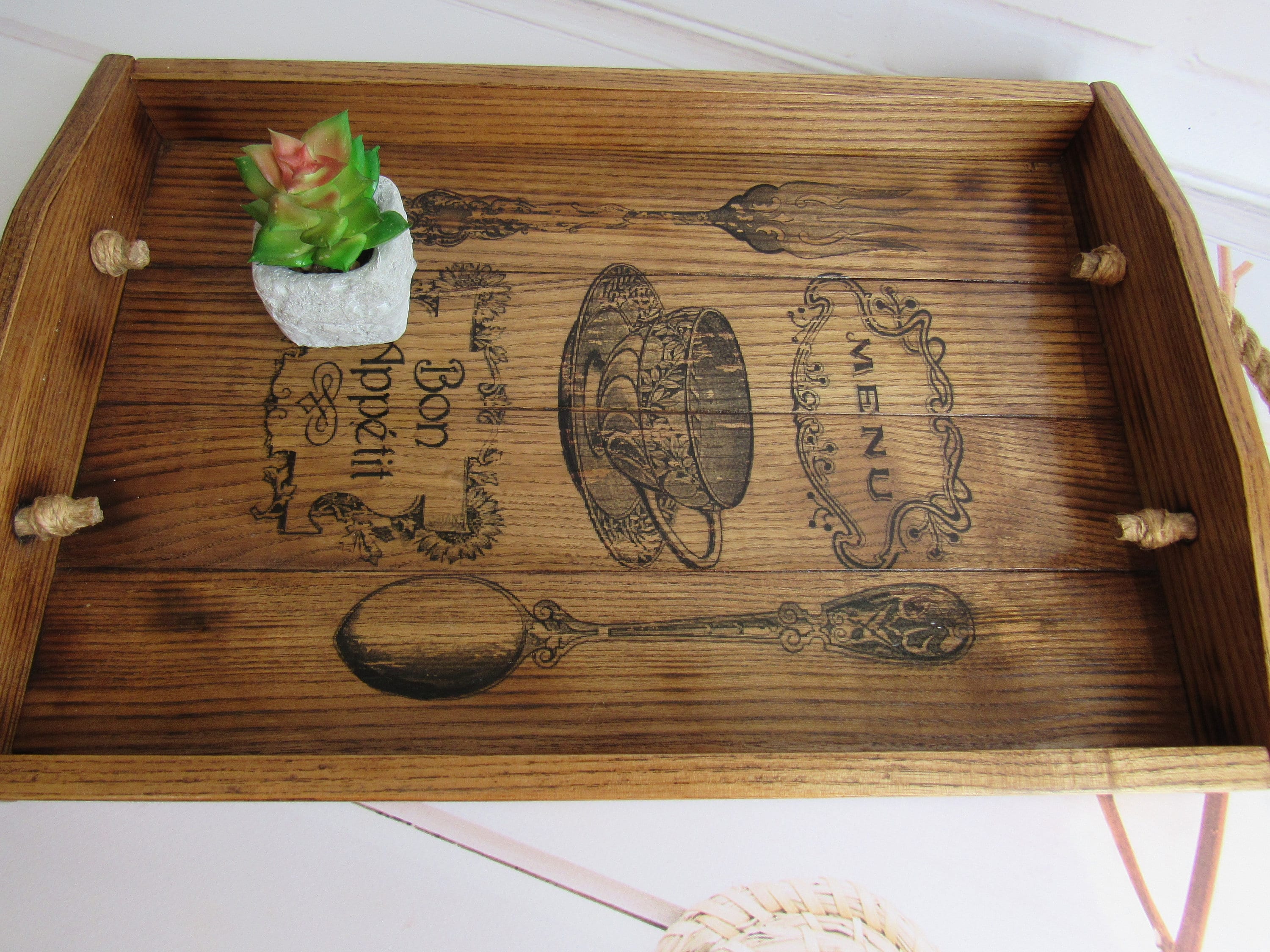 Drink rectangle tray Ottoman serving tray with handles Etsy