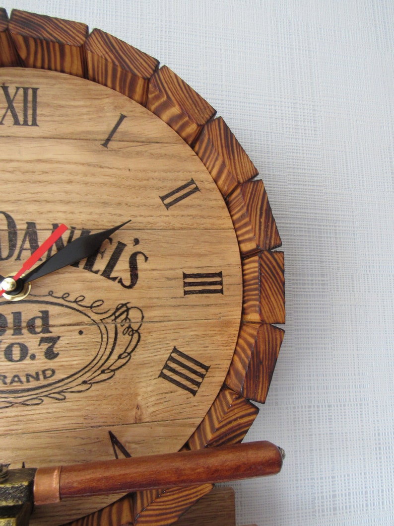Jack Daniels Clock Whisky Barrel Clock Bar Clock Rustic Etsy