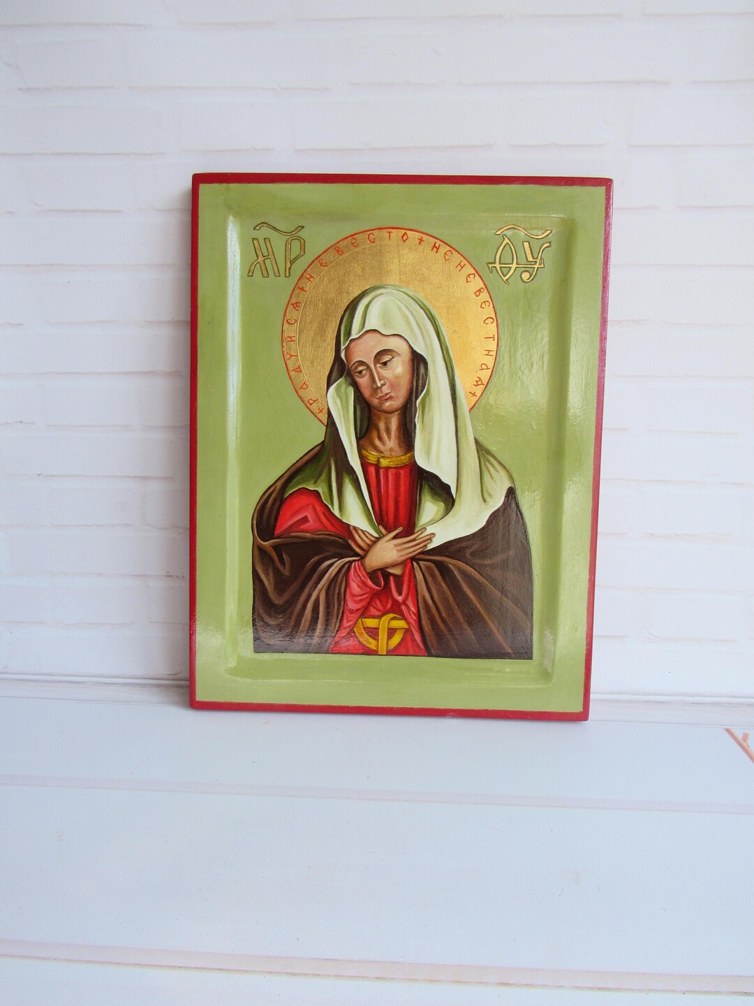 Hand Painted Virgin Mary Icon | Orthodox Mother of God Wooden Religious ...
