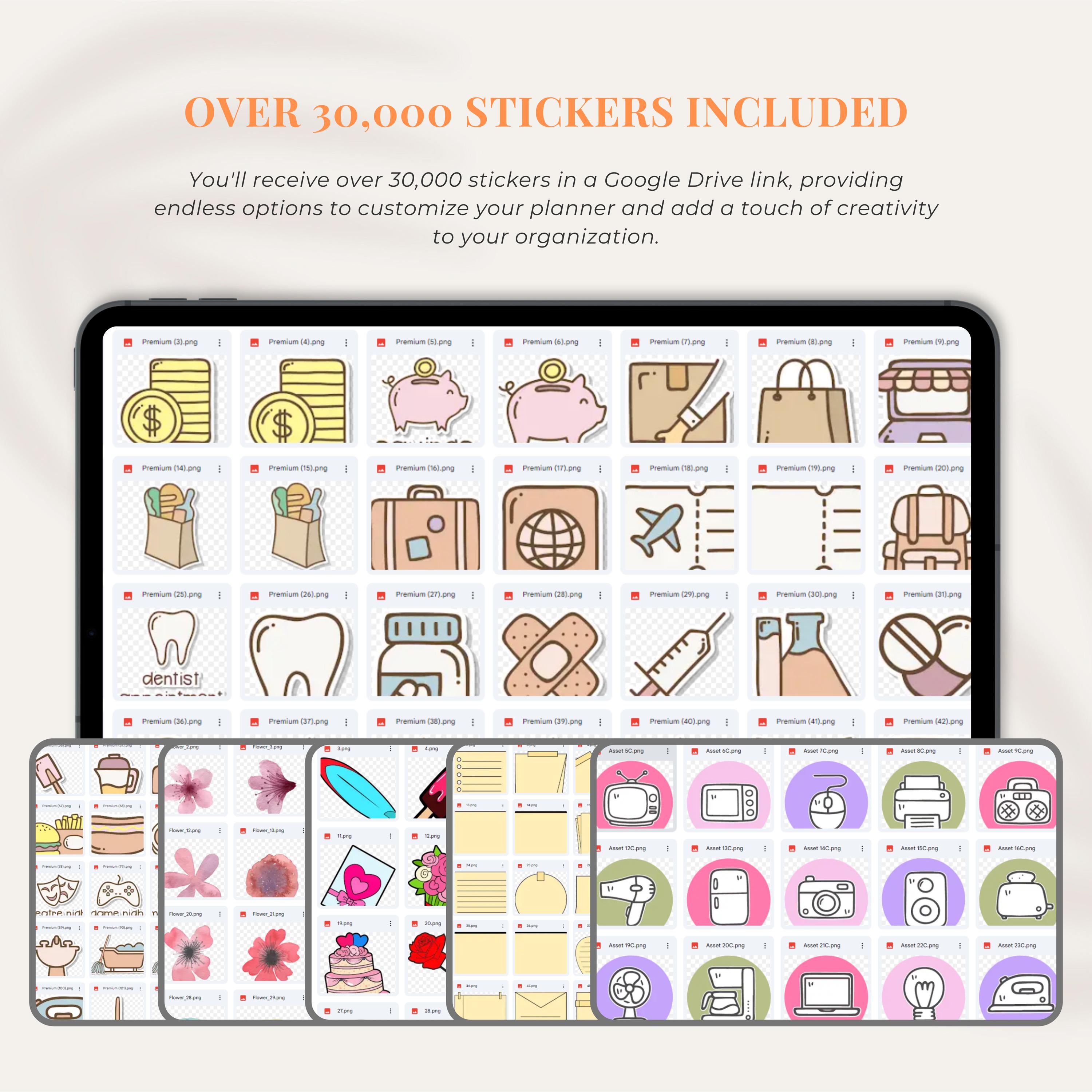 2025 Hyperlinked Digital Planner With 5 Color Options and 30K Stickers ...