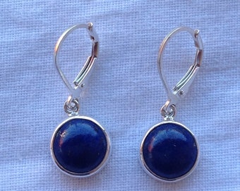 Boucles d’oreilles Lapis Lazuli, argent 925, ronde