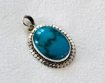 pendant, turquoise, silver