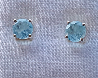 Ear studs aquamarine, 925 silver, 2 sizes