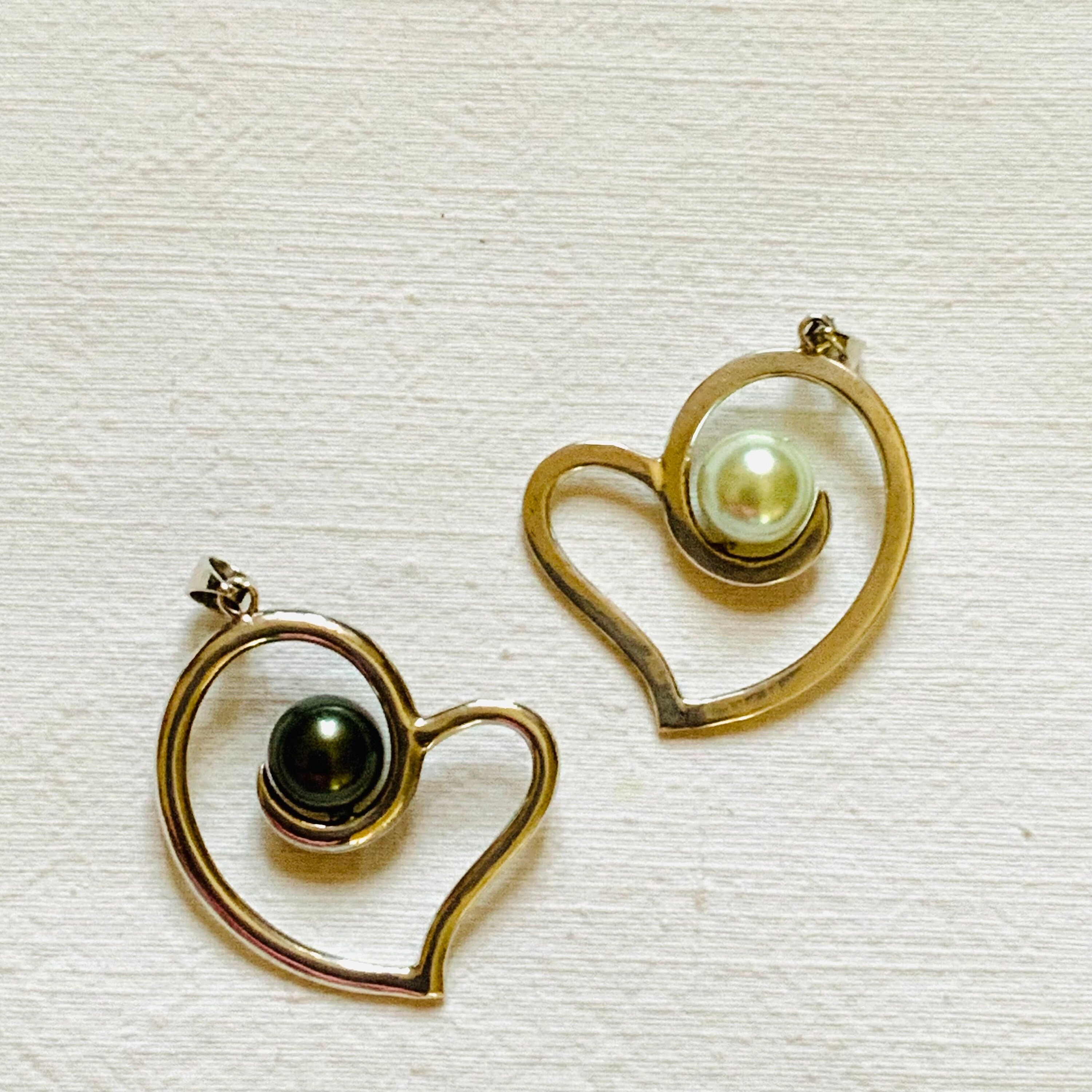 ★ENGBROX★ silver925 buddy heart pearl necklace EBNL25009 Cultured Pearl & White Lab-Created Sapphire Heart Necklace