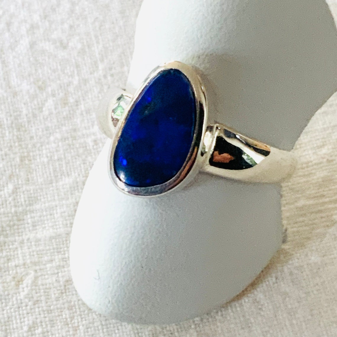 Bague En Argent 925 Et Or 24k – Opale De Feu Et Perle Keishi – Taille 57