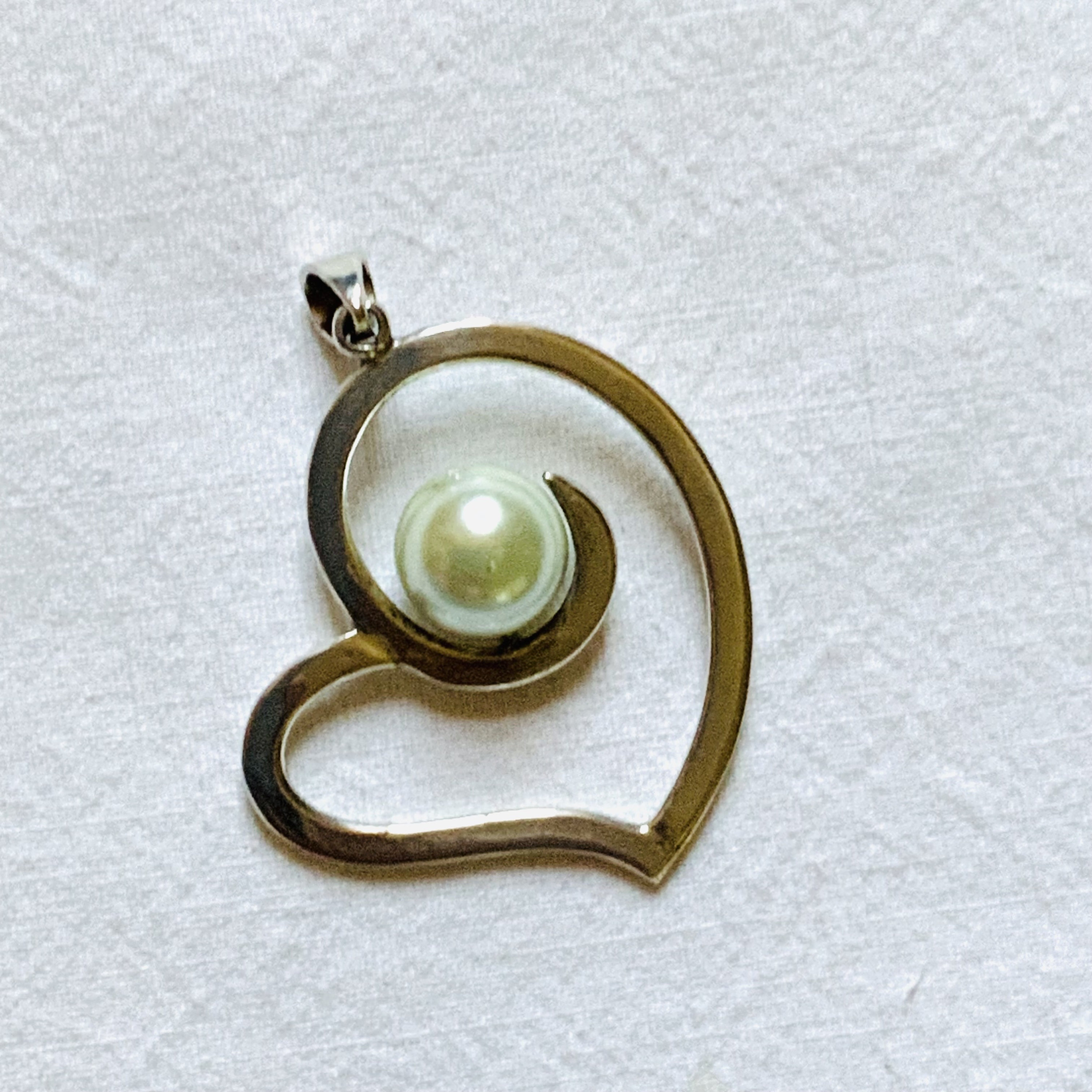 Big Silver Heart With Pearl - Etsy