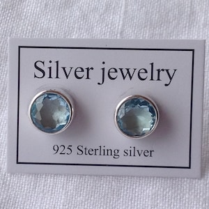 Topaz stud earrings, 925 silver, in 2 sizes