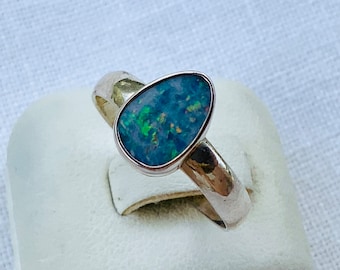 Echter australischer Opal-Ring, 925er Silber, Gr. 57 bzw. 18